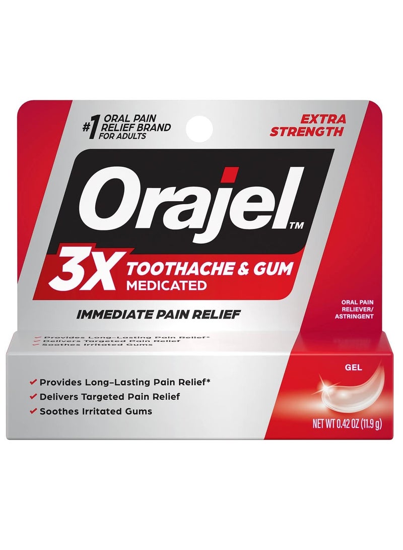 Orajel 3X for Toothache & Gum Pain: Maximum Gel Tube 0.42oz - From #1 Oral Pain Relief Brand - Orajel for Instant Pain Relief