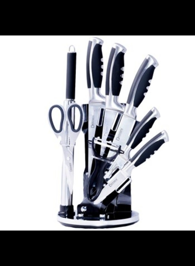 Dessini 9-Piece kitchen knife Set With Acrylic Block Black/Silver Silver/Black