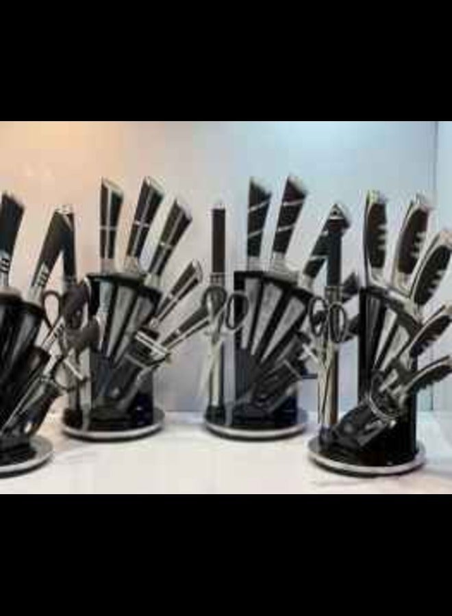 Dessini 9-Piece kitchen knife Set With Acrylic Block Black/Silver Silver/Black