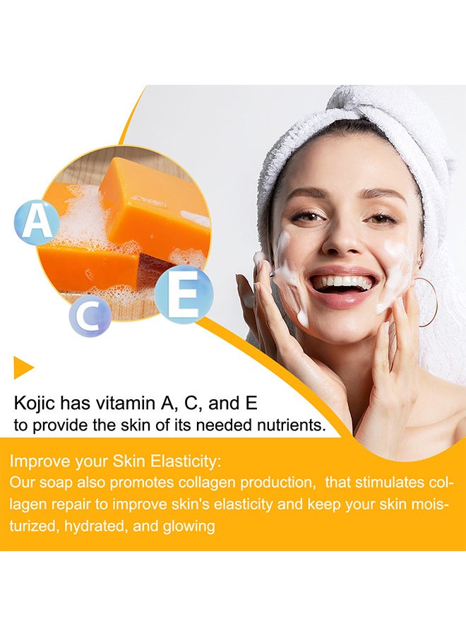 Kojic Acid Soap For Hyperpigmentation, Kojic And Papaya Soap For Brighter Skin, Reduce Acne, Cleanse Scars And Even Skin Tone, Bath Soap For Face And Body, Keep Skin Moist, Smooth, Shiny 100G