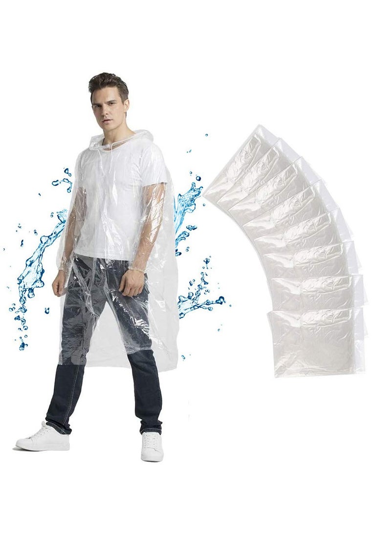 Rain Ponchos, with Drawstring Hood  Emergency Disposable Rain Ponchos Family Pack for Adults, Clear8PCS 35Gpcs