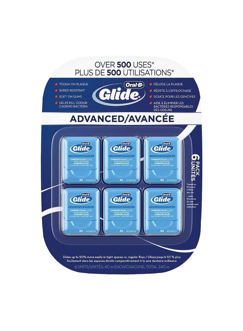 Oral-B Glide Advanced Floss Comfort Plus Clean Mint 40m 6 Pack