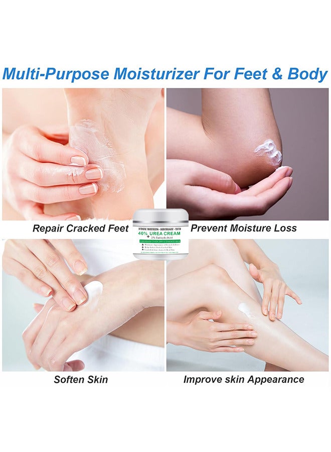 40% Urea Cream And 2% Salicylic Acid, Percent For Feet Maximum Strength, Callus Remover, Dead Skin Exfoliation, Hand And Foot Cream For Dry Cracked Hands, Elbows, Feet, Heels, Knees 100G