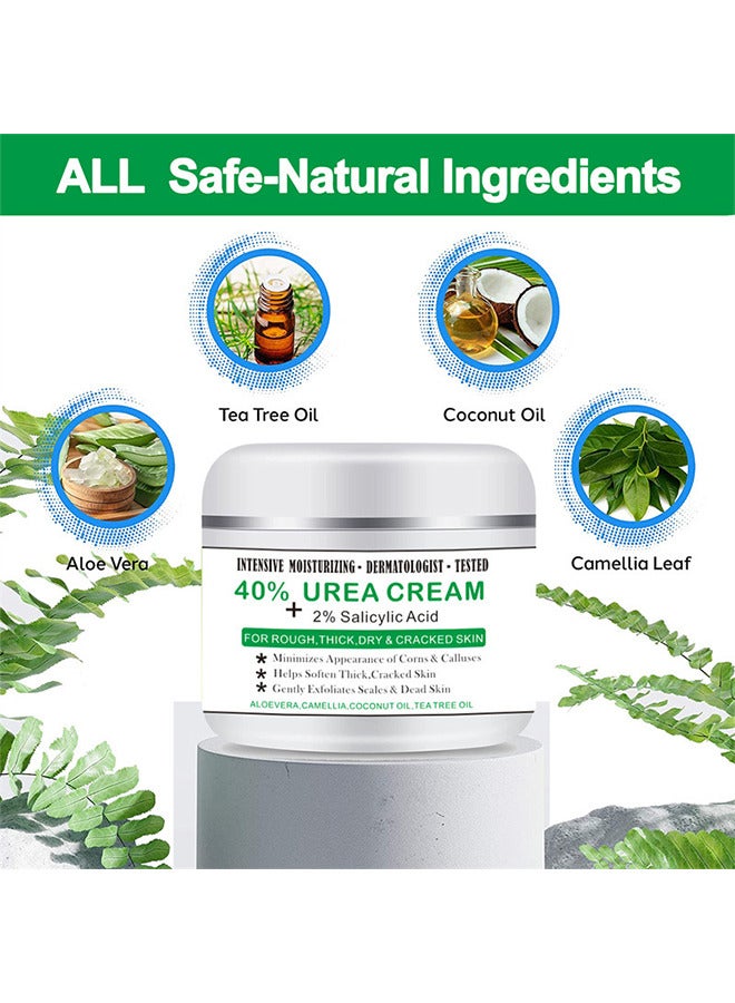 40% Urea Cream And 2% Salicylic Acid, Percent For Feet Maximum Strength, Callus Remover, Dead Skin Exfoliation, Hand And Foot Cream For Dry Cracked Hands, Elbows, Feet, Heels, Knees 100G