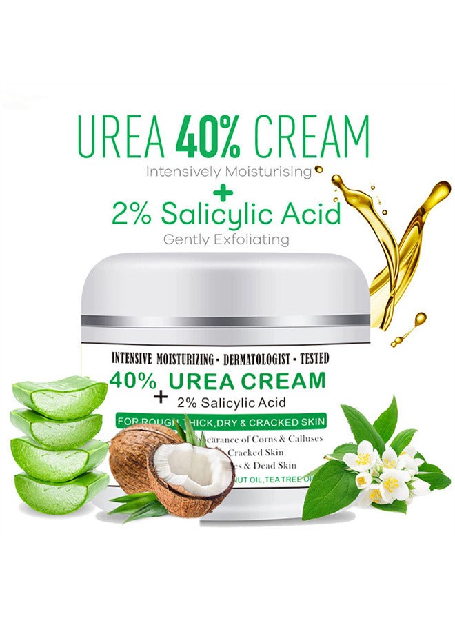 40% Urea Cream And 2% Salicylic Acid, Percent For Feet Maximum Strength, Callus Remover, Dead Skin Exfoliation, Hand And Foot Cream For Dry Cracked Hands, Elbows, Feet, Heels, Knees 100G