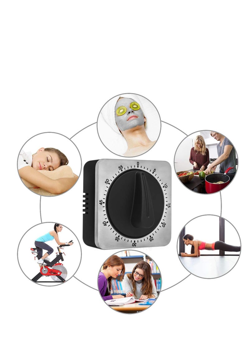 Timer Kitchen Timer 60 Minute Timing with 80dB Alarm Sound Magnetic Countdown Timer Home Baking Cooking Steaming Manual Timer Stainless Steel Face Mechanical Timer New Timer