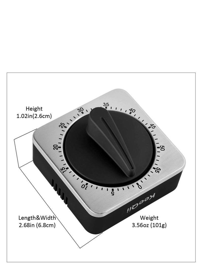 Timer Kitchen Timer 60 Minute Timing with 80dB Alarm Sound Magnetic Countdown Timer Home Baking Cooking Steaming Manual Timer Stainless Steel Face Mechanical Timer New Timer