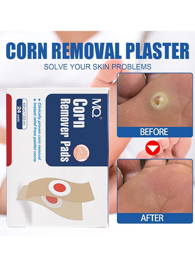 24PCS Foot Corn Removal Plaster, Natural Ingredients, Foot Care Expert, Calluses Plantar Treatment, Relief Pain From Calluses, Corns, Blisters, Heel Frictions