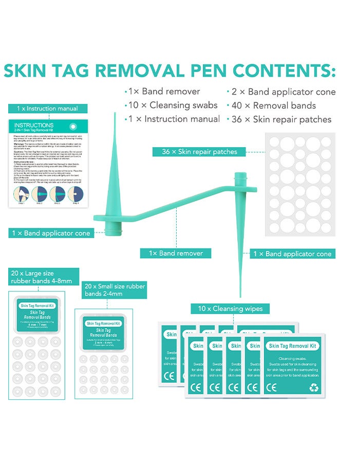 2 In 1 Skin Tag Removal Tool Kit Painless Easy-Using Device For Small To Large Sized Skin Tag On Face Neck And Body， Double Head Wart Removal Tool Skin Tag Removal Green