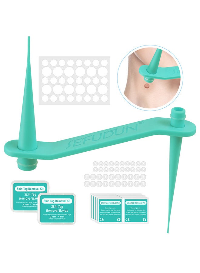 2 In 1 Skin Tag Removal Tool Kit Painless Easy-Using Device For Small To Large Sized Skin Tag On Face Neck And Body， Double Head Wart Removal Tool Skin Tag Removal Green