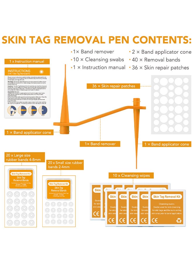 2 In 1 Skin Tag Removal Tool Kit Painless Easy-Using Device For Small To Large Sized Skin Tag On Face Neck And Body， Double Head Wart Removal Tool Skin Tag Removal Orange