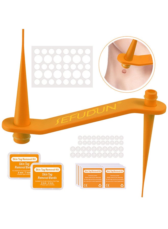 2 In 1 Skin Tag Removal Tool Kit Painless Easy-Using Device For Small To Large Sized Skin Tag On Face Neck And Body， Double Head Wart Removal Tool Skin Tag Removal Orange