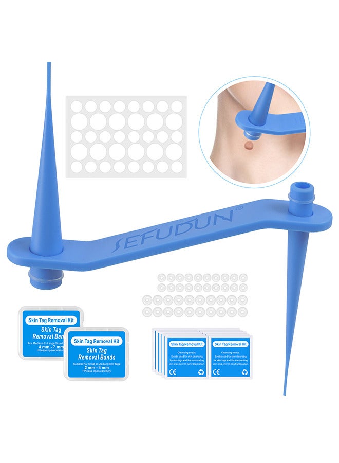 2 In 1 Skin Tag Removal Tool Kit Painless Easy-Using Device For Small To Large Sized Skin Tag On Face Neck And Body， Double Head Wart Removal Tool Skin Tag Removal Blue