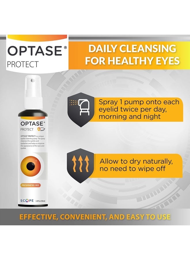 Protect Eyelid Cleansing Spray - Hypochlorous Acid Spray for Daily Protection - Eye Lid Cleaning Spray for Dry Eye, Blepharitis, and Stye Treatment - Hypochlorous Acid Eyelid Cleanser - 100 ml