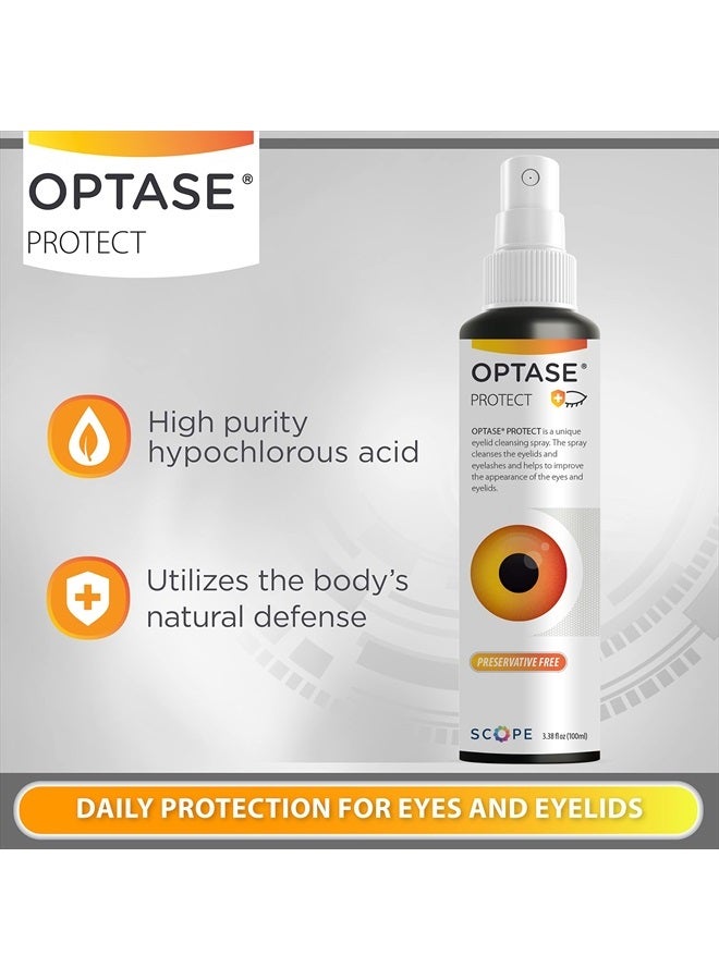 Protect Eyelid Cleansing Spray - Hypochlorous Acid Spray for Daily Protection - Eye Lid Cleaning Spray for Dry Eye, Blepharitis, and Stye Treatment - Hypochlorous Acid Eyelid Cleanser - 100 ml