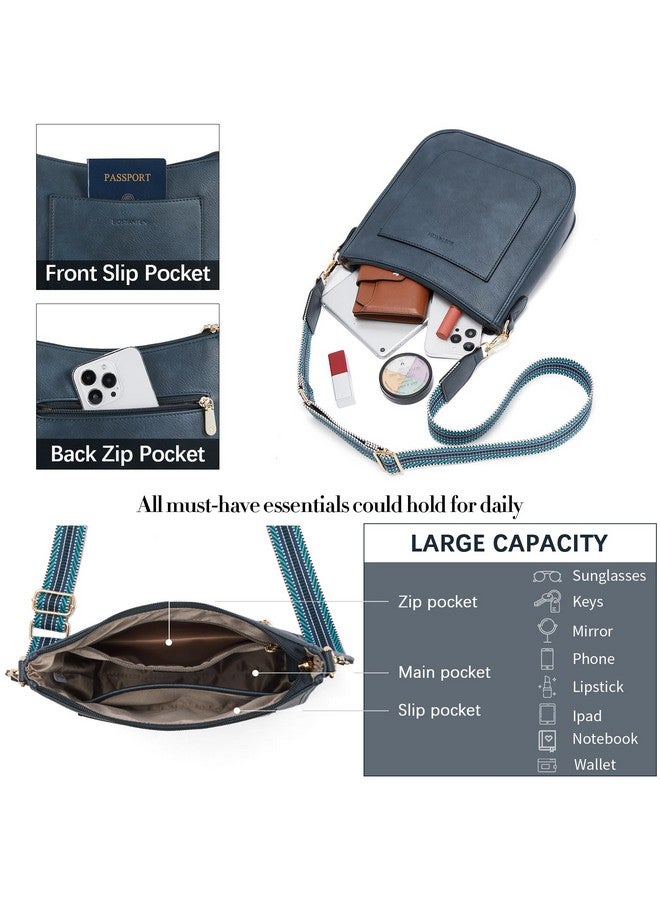 Crossbody Bags For Women Trendy Vegan Leather Hobo Handbags Fashion Shoulder Purse With Adjustable Guitar Strap
