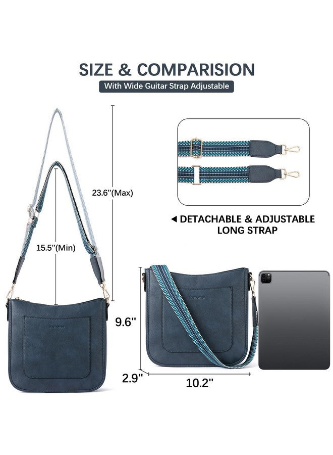 Crossbody Bags For Women Trendy Vegan Leather Hobo Handbags Fashion Shoulder Purse With Adjustable Guitar Strap