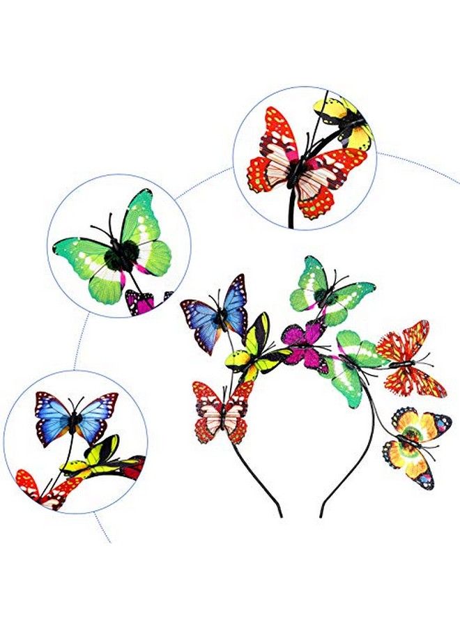 Butterfly Headbands Glitter Butterfly Fascinator Hat Elegant Hair Hoop For Women Costume Tea Party Supplies