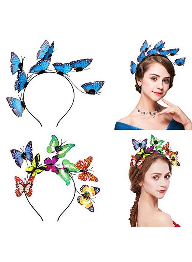 Butterfly Headbands Glitter Butterfly Fascinator Hat Elegant Hair Hoop For Women Costume Tea Party Supplies