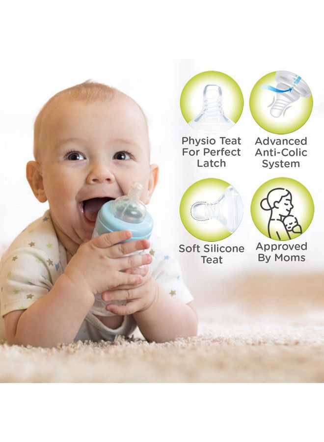 Premium Glass Feeding Bottle With Eazy Flow Technology Anti Colic Valveanti Slipbpa Free Baby Feeding Bottle For Babies & Toddlers(Green 240Mlpack Of 2)