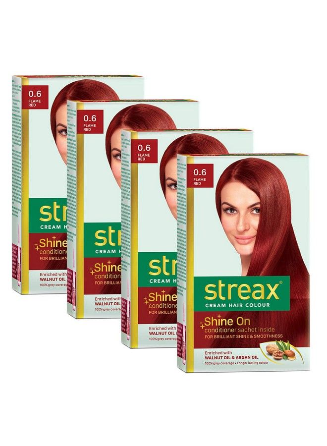 Cream Hair Color For Unisex 120Ml 0.6 Flame Red (Pack Of 4)