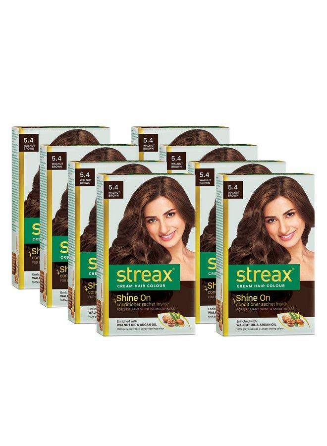 Cream Hair Color For Unisex 60Ml 5.4 Walnut Brown (Pack Of 8)