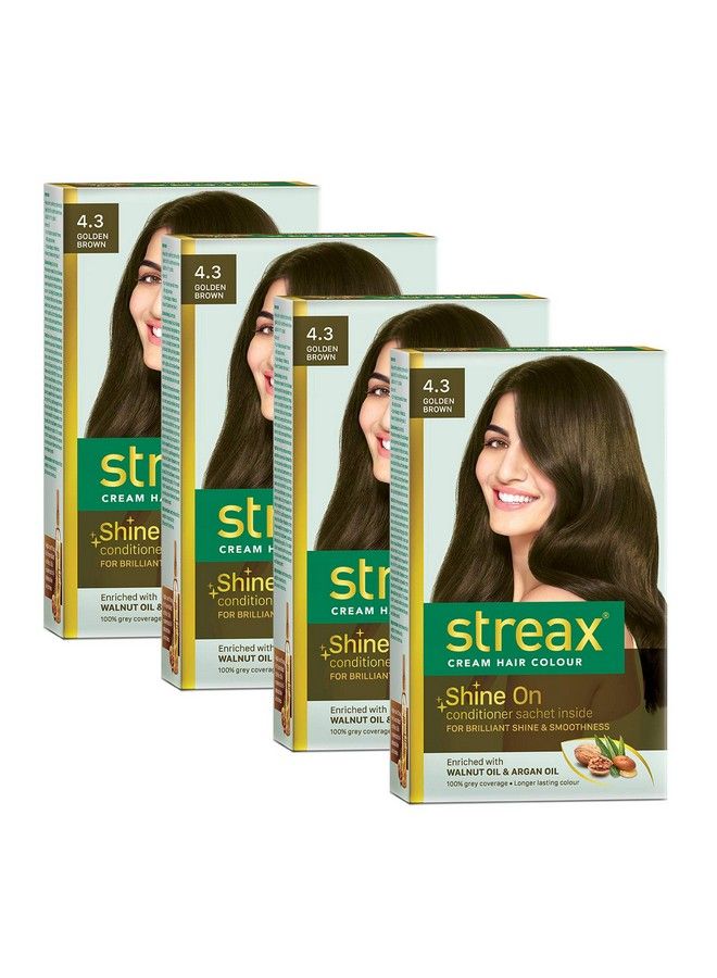 Cream Hair Color For Unisex 60Ml 4.3 Golden Brown (Pack Of 4)