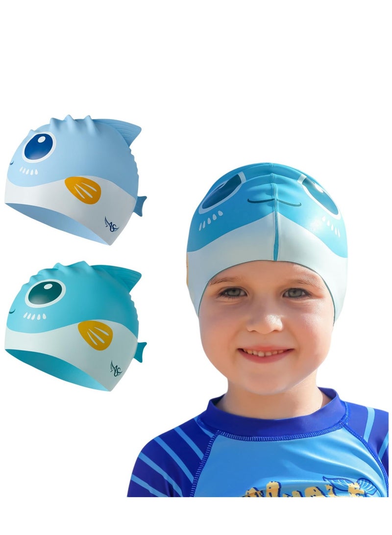 Kids Swim Cap for Boys Girls, Kids Swim Caps for Long Hair & Braids Silicone Swimming Cap, Large Waterproof Swim Hat to Keep Hair Dry, for Short/Long Hair, Ideal for Beach and Pool