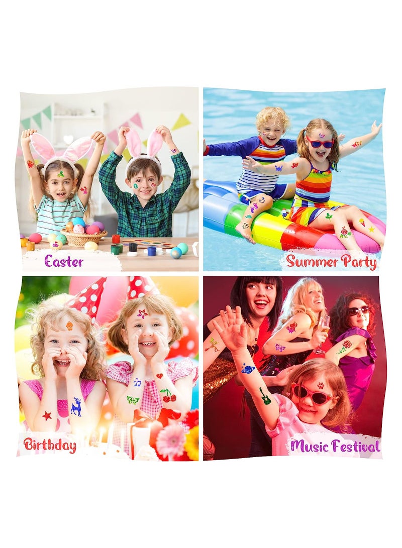 Temporary Glitter Tattoo Kids with 30 Glitter Colors, 6 Fluorescent Colors, 119 Unique Stencils, 3 Body Glue, 5 Brushes, Arts Glitter Make Up Set for Birthdays Party Favor Supplies