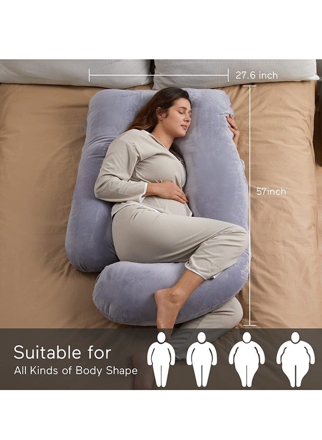 U Shaped Pregnancy Full Body Maternity Pillow With Removable Cover - Support For Back, Legs, Belly, Hips For Pregnant Women, 57 Inch Pregnancy Pillow For Women