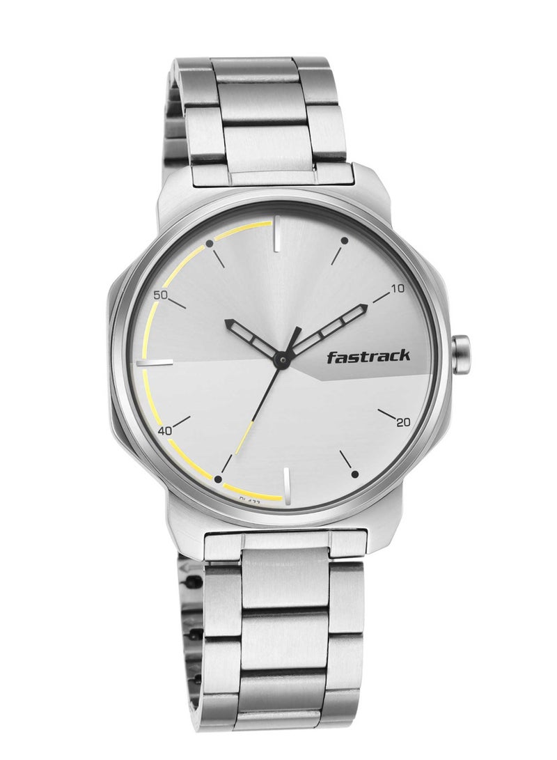 Fastrack Stunners Quartz Analog Siler Dial Metal Strap Watch for Guys