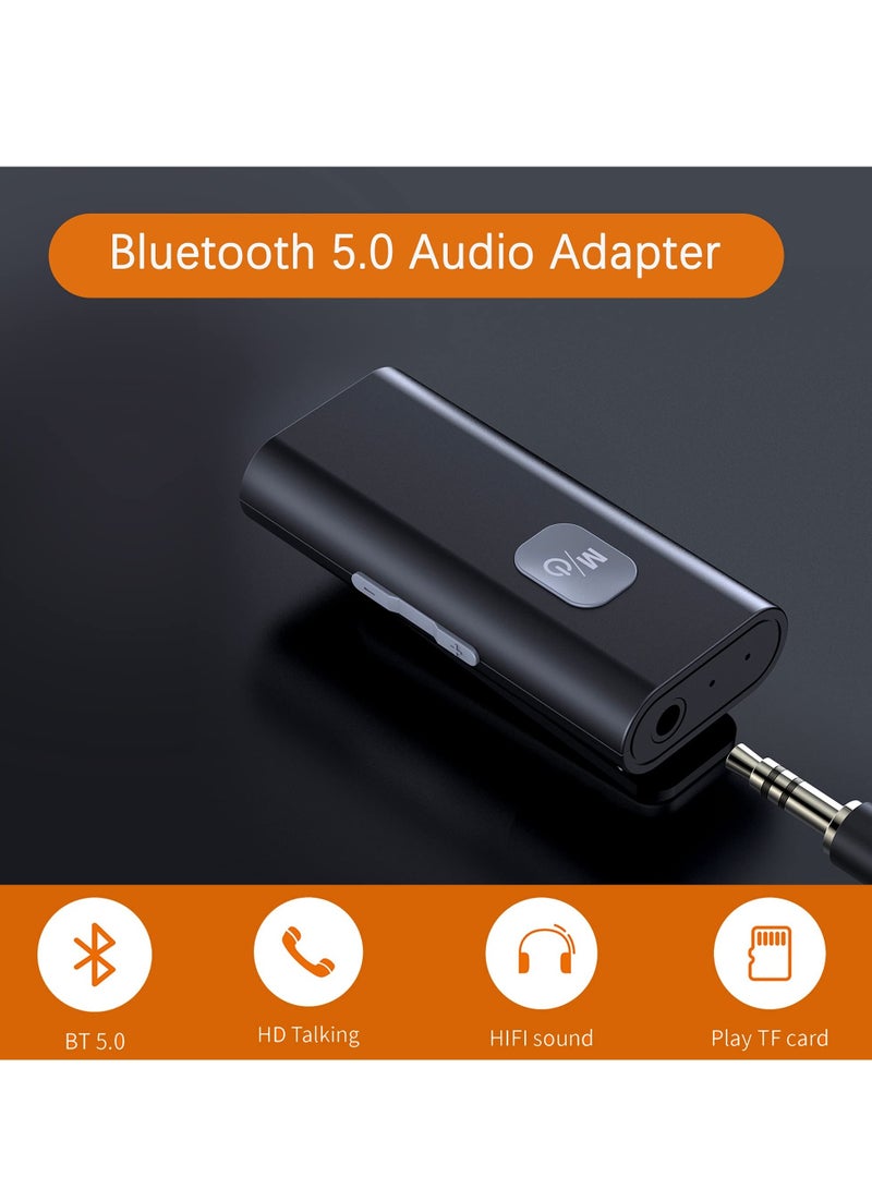 Bluetooth Receiver Car Bluetooth Aux Adapter 3.5mm Portable Jack with Collar Clip for Headphones Car Home Stereo Systems Support TF Card Music Playback