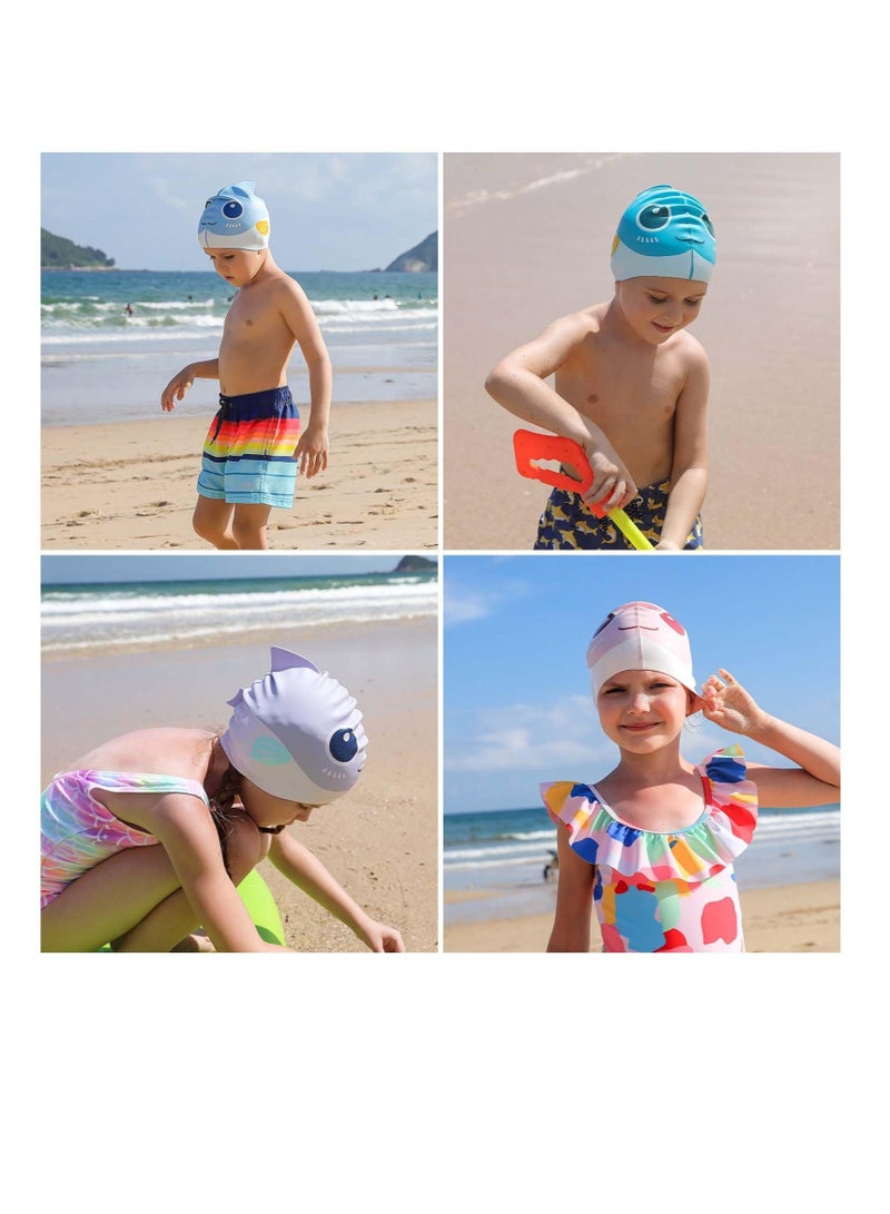 Kids Swim Cap for Boys Girls, Kids Swim Caps for Long Hair & Braids Silicone Swimming Cap, Large Waterproof Swim Hat to Keep Hair Dry, for Short/Long Hair, Ideal for Beach and Pool