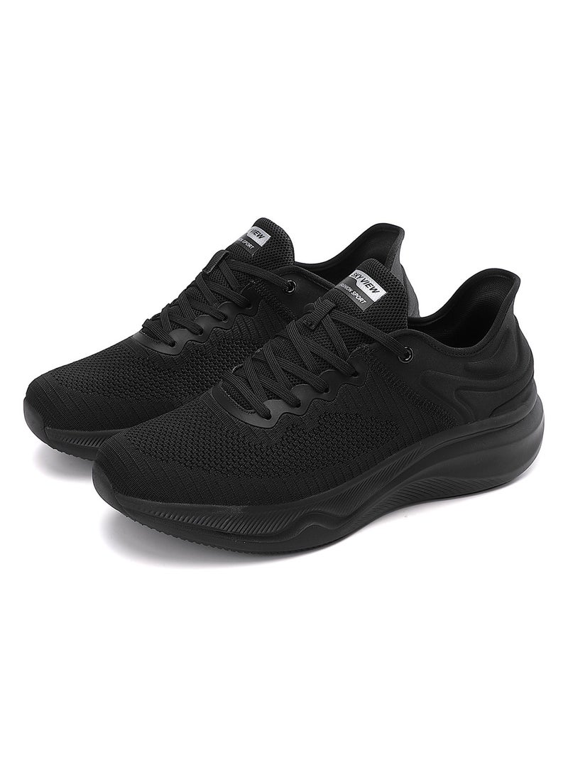 SKYVIEW Men's Slip-ins Runing Shoes Comfortable Lightweight Sports Walking Shoes Lace-Up Tennis Breathable Athletic Gym Workout Cross Training Sneakers Black