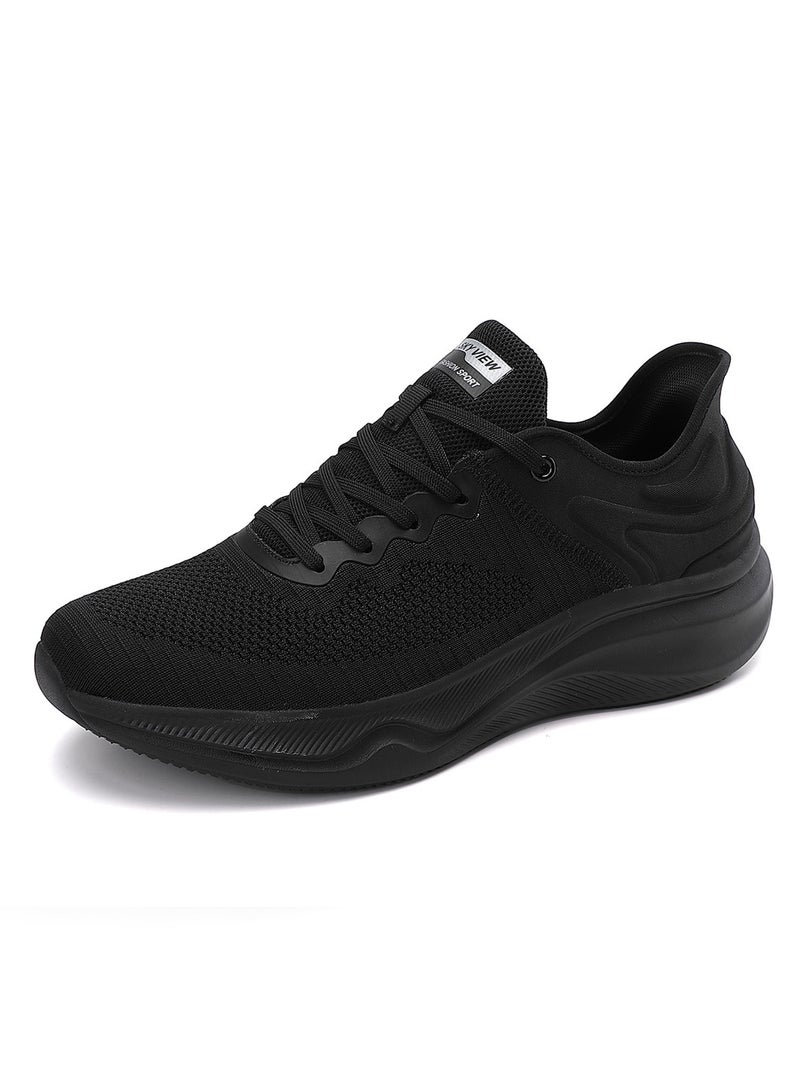 SKYVIEW Men's Slip-ins Runing Shoes Comfortable Lightweight Sports Walking Shoes Lace-Up Tennis Breathable Athletic Gym Workout Cross Training Sneakers Black