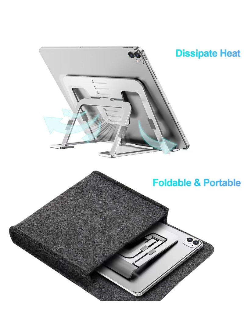 Tablet Stand Adjustable & Foldable, Slim Portable Aluminum Tablet Holder for Desk, Compatible with iPad Pro/Air/Mini, Samsung Tab, Surface Pro, Kindle Fire (7-13
