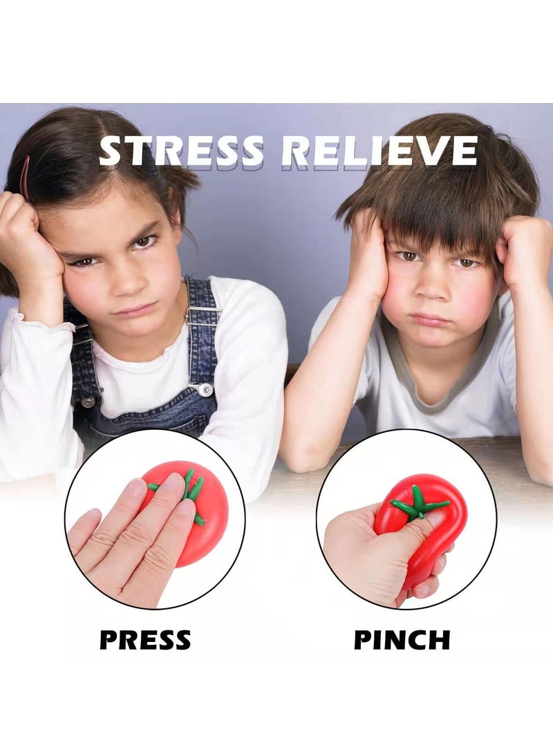 Squisheez Tomatoes Stress Toys, 9 Pcs Stress Relief  Balls, Squishies Fun Toy for Children, Anxiety Reducer Sensory Play, Tension Relief for Adults, Unique Tomatoes Stress Ball