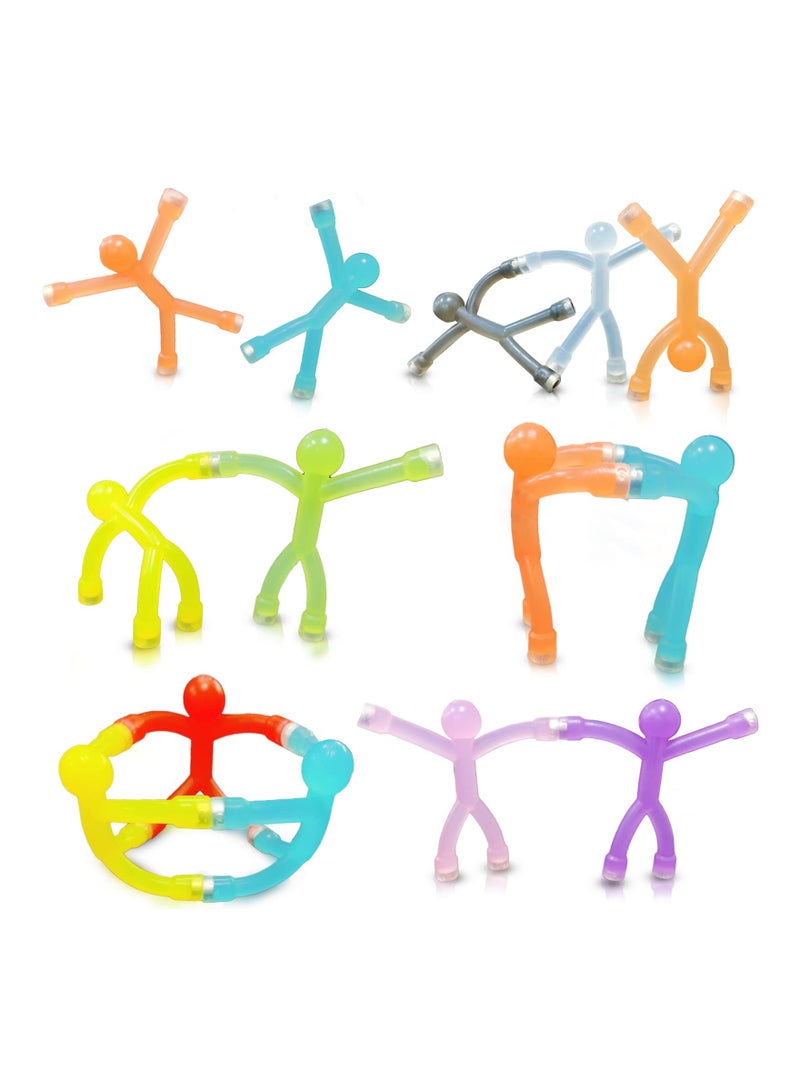 12 PCS Mini Man Flexible Fridge Magnets, Rubber Magnets for Kids, Refrigerator Magnets for Toddlers 1-3, Magnetic Toys for Kids and Adults Office Fun Decor, Random Color