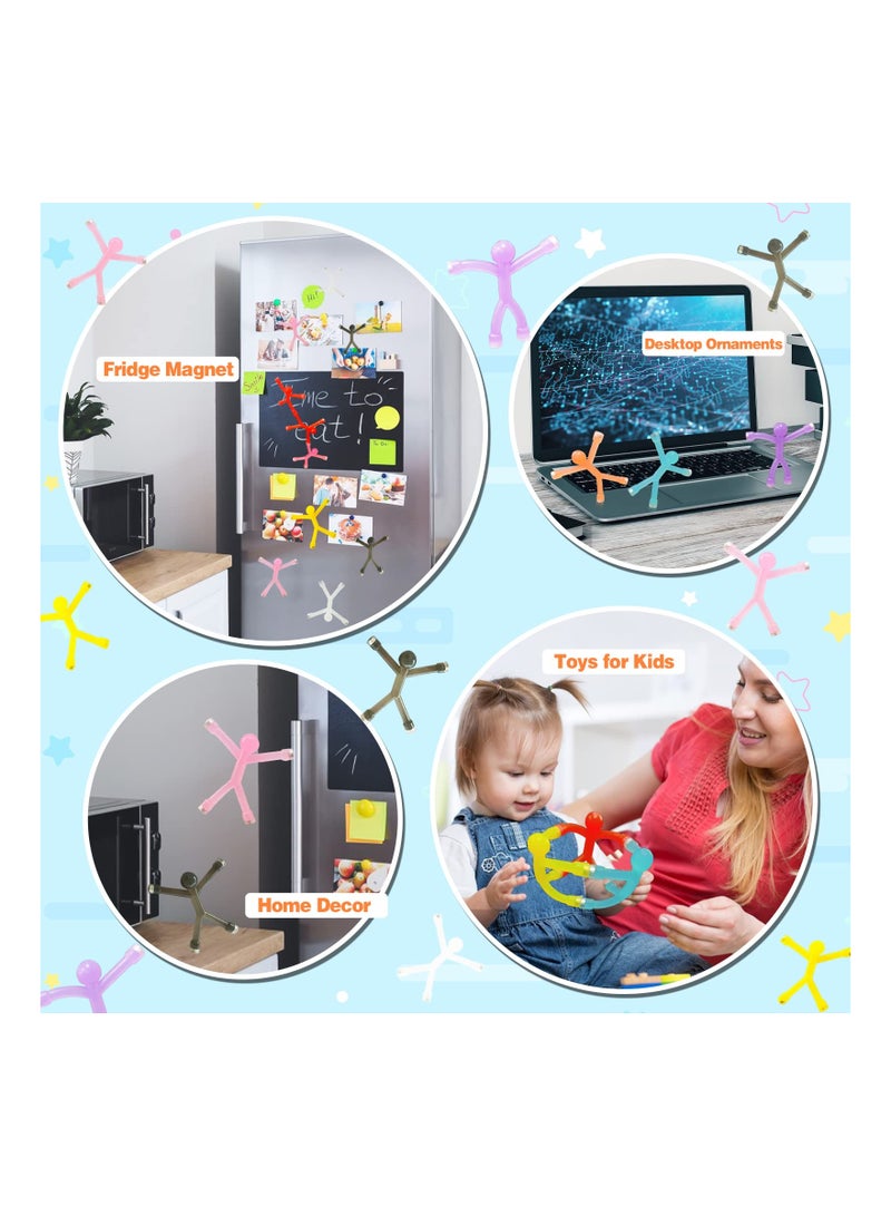 12 PCS Mini Man Flexible Fridge Magnets, Rubber Magnets for Kids, Refrigerator Magnets for Toddlers 1-3, Magnetic Toys for Kids and Adults Office Fun Decor, Random Color