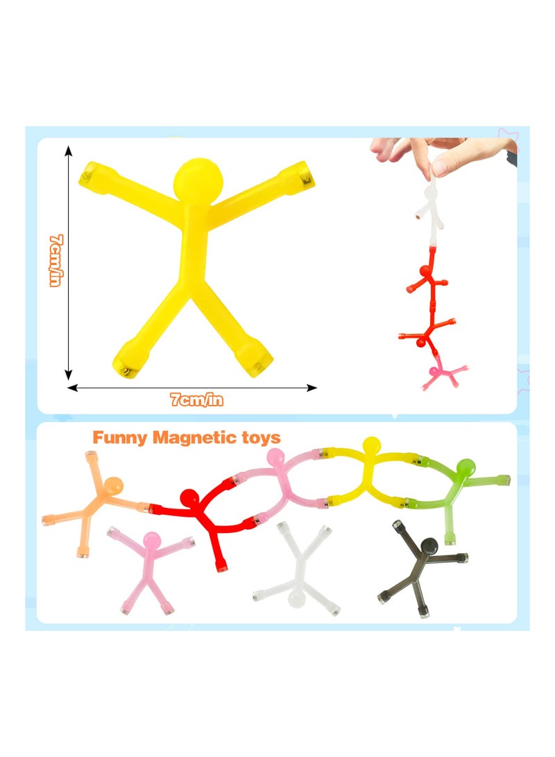 12 PCS Mini Man Flexible Fridge Magnets, Rubber Magnets for Kids, Refrigerator Magnets for Toddlers 1-3, Magnetic Toys for Kids and Adults Office Fun Decor, Random Color