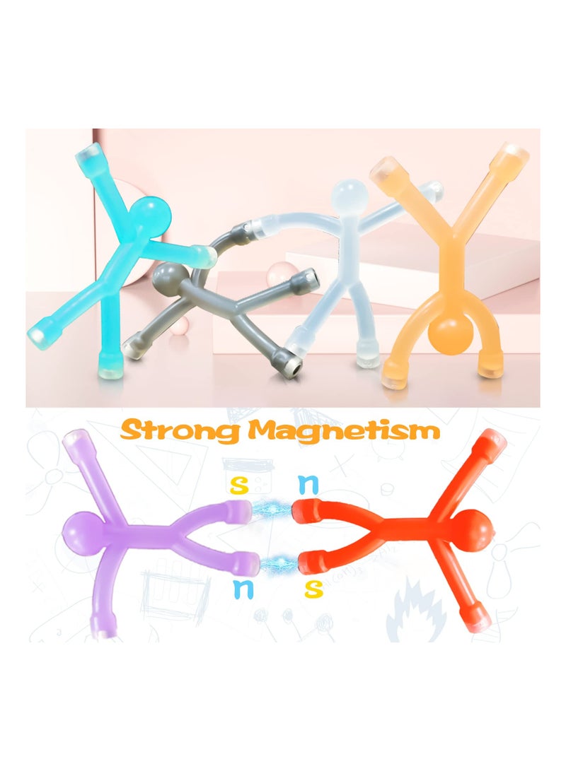 12 PCS Mini Man Flexible Fridge Magnets, Rubber Magnets for Kids, Refrigerator Magnets for Toddlers 1-3, Magnetic Toys for Kids and Adults Office Fun Decor, Random Color