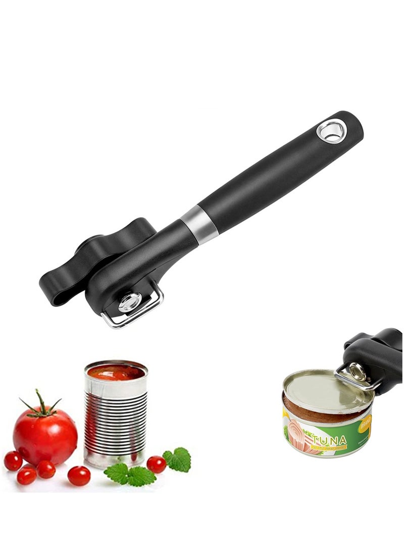 Can Opener Manual, Safe Cut Can Opener With Smooth Can Edge, Hand Can Opener with Ergonomic Hand Grip and Larger Turning Knob, Stainless Steel Can Opener, Fruit Cans Utensils for Kitchen