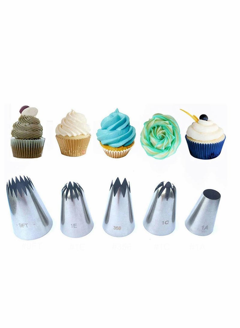 Large Cake Decorating Tools, 5 Pack Cake Piping Nozzles Tips Kit - DIY Icing Nozzle Tool for Cupcakes
