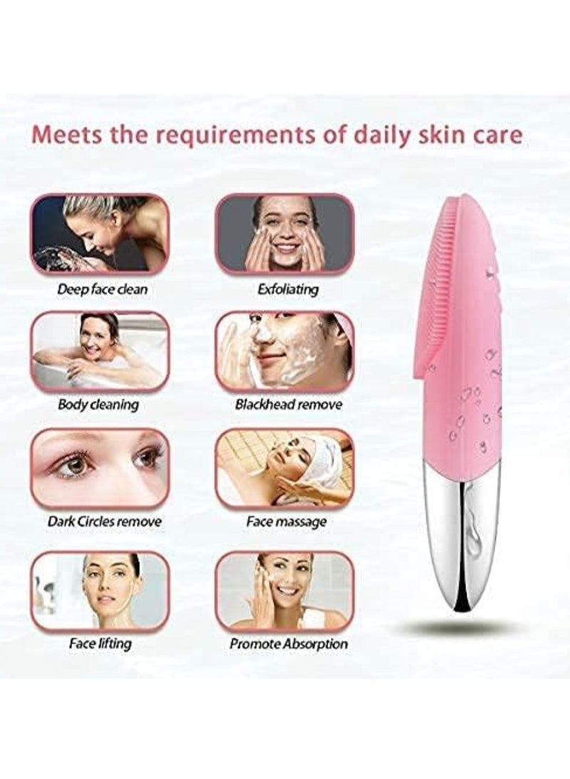 Sonic Facial Cleansing Brush, Soft Silicone Face Brush, Waterproof Electric Facial Cleansing Brush, Face Massager, Fit for All Skin Exfoliation,  + Focallure Ireneda Refreshing Facial Cleanser- 60g