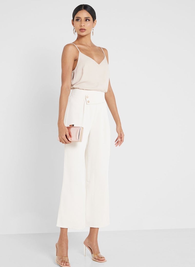 High Waist Front Pleat Detail Pants