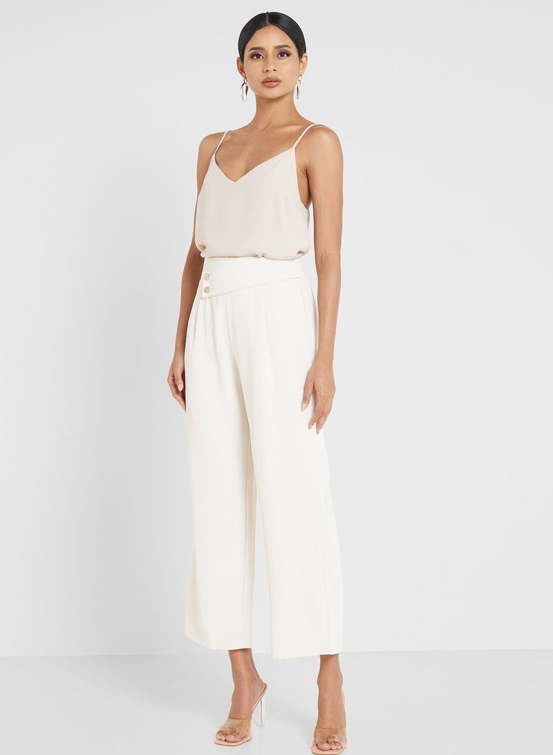 High Waist Front Pleat Detail Pants