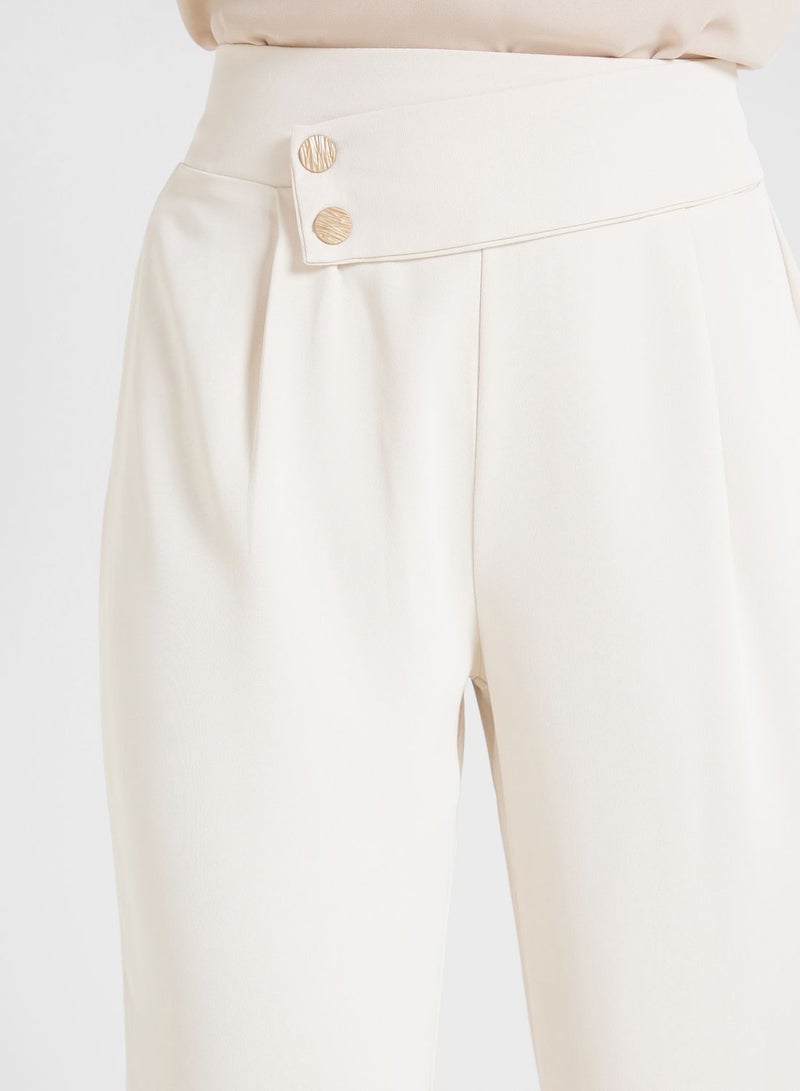 High Waist Front Pleat Detail Pants