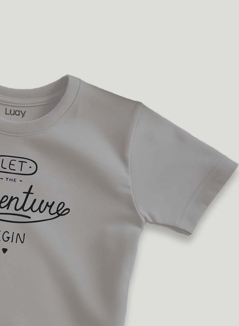 LUAY Unisex 100% Bamboo based Ultra-Soft fabric Half Sleeve T-Shirt with Adventure Print-Grey