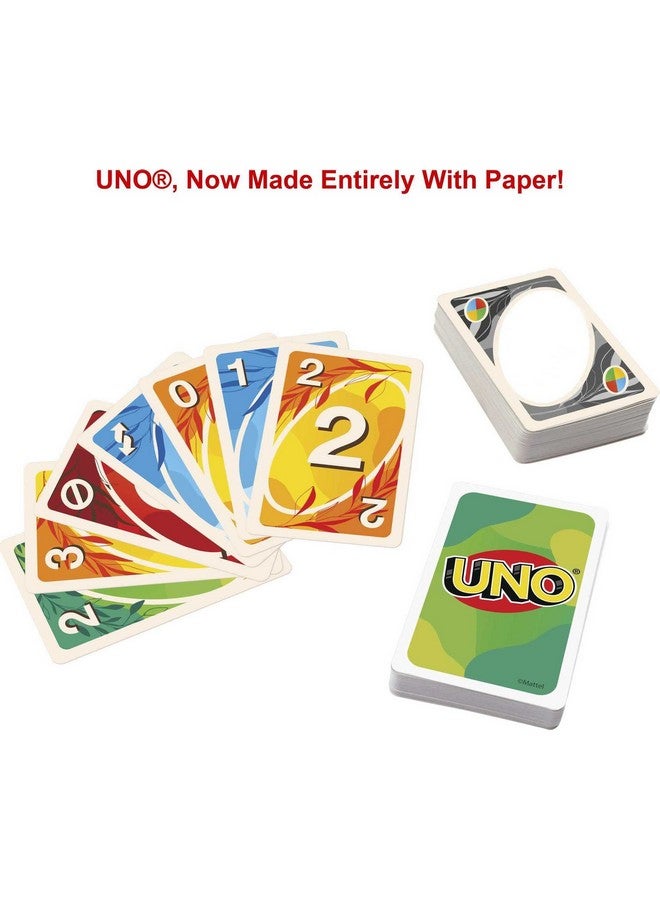 Uno Nothin' But Paper Card Game Family Game With 100 Percent Paper And Fully Recyclable For 210 Players