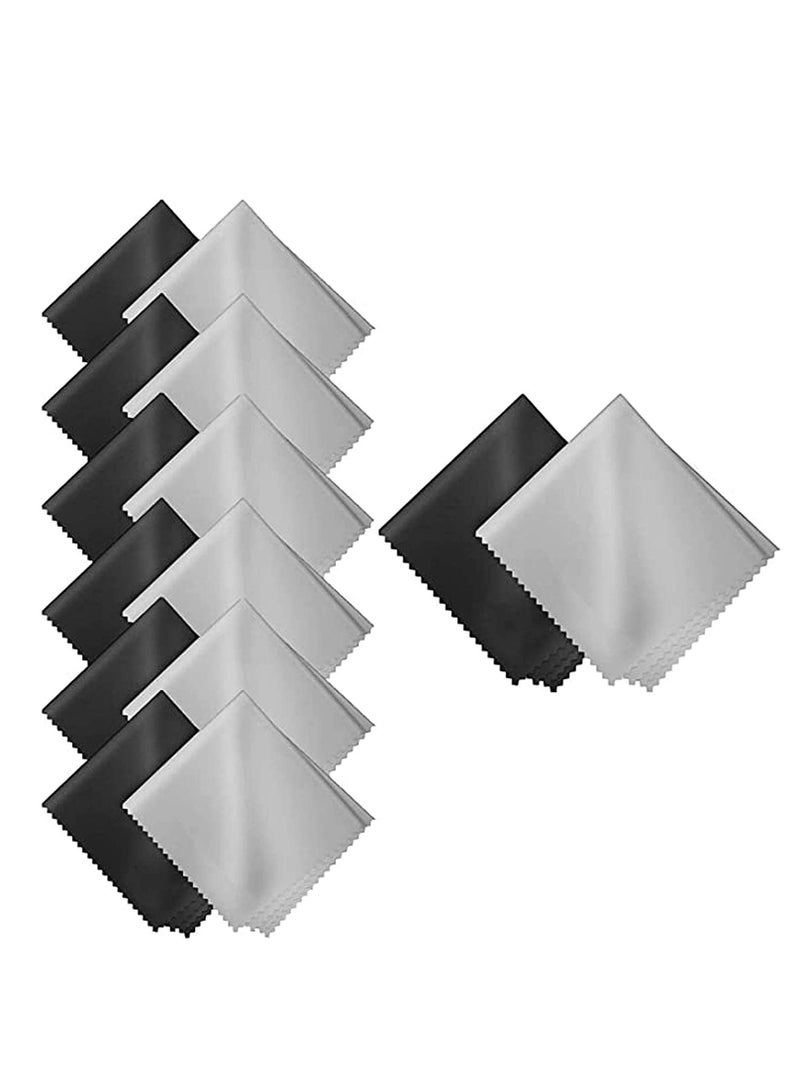 20 Pack Gray Black Microfiber Cleaning Cloths - 15 x 18 cm Microfiber Glasses Cloth Great for Cleaning Eyeglasses, Cell Phones, Screens, Lenses, Glasses, Screens and All Delicate Surface
